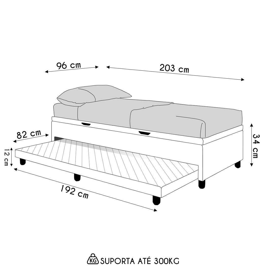 Bicama Box Baú Solteirão 96x188 cm Samy S05 Linho Marrom - Mpozenato