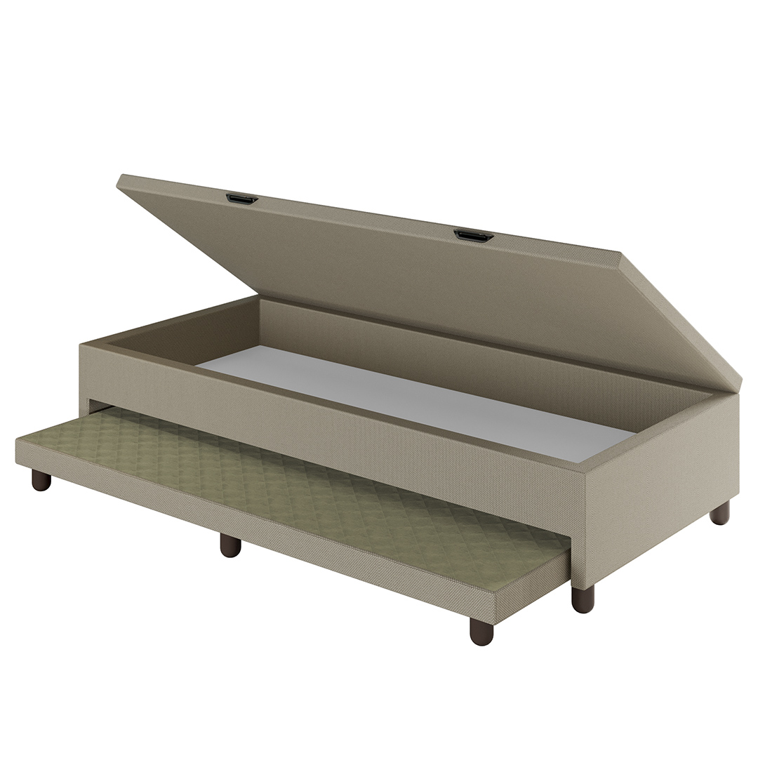 Bicama Box Baú Solteiro 88x188 cm Samy S05 Linho Bege - Mpozenato
