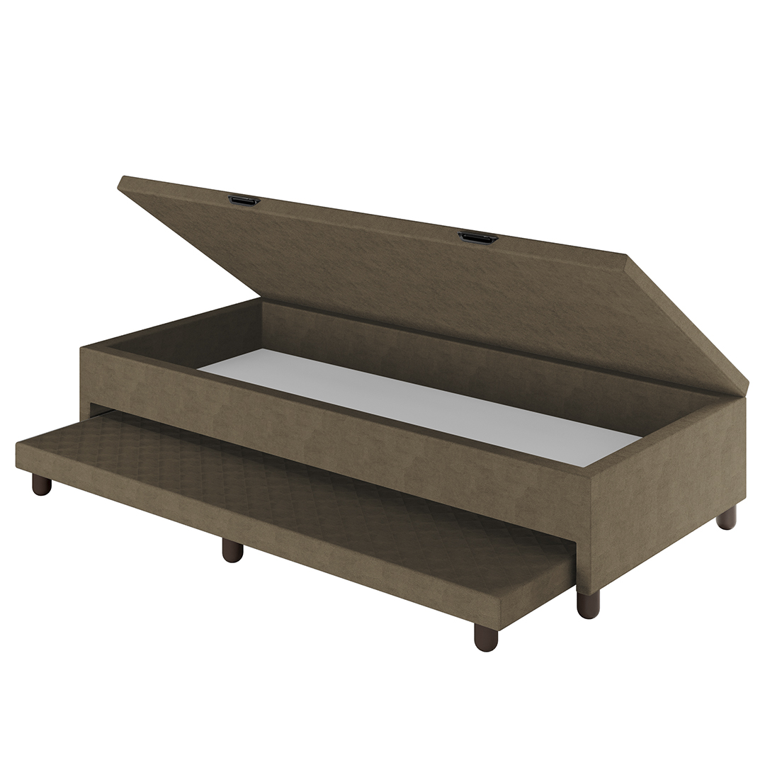 Bicama Box Baú Solteiro 88x188 cm Samy S05 Veludo Marrom - Mpozenato