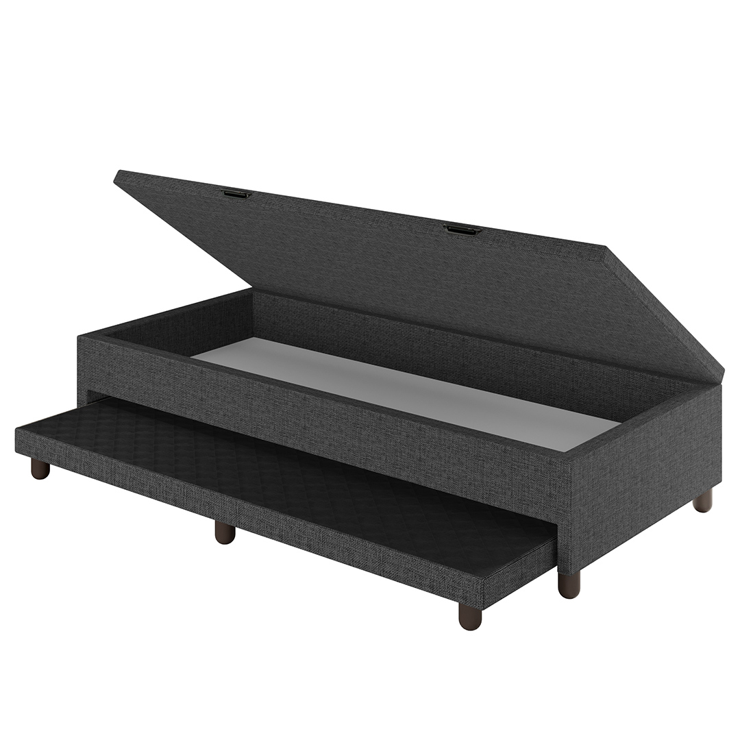 Bicama Casal Box com Baú 138x188cm Samy S05 Linho Preto - Mpozenato