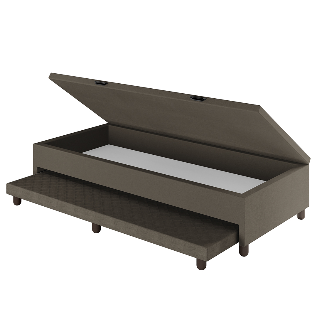 Bicama Casal Box com Baú 138x188cm Samy S05 Sintético Marrom - Mpozenato
