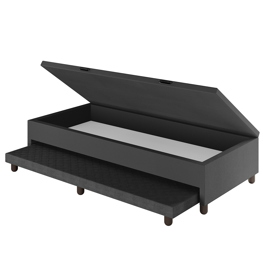 Bicama Casal Box com Baú 138x188cm Samy S05 Sintético Preto - Mpozenato