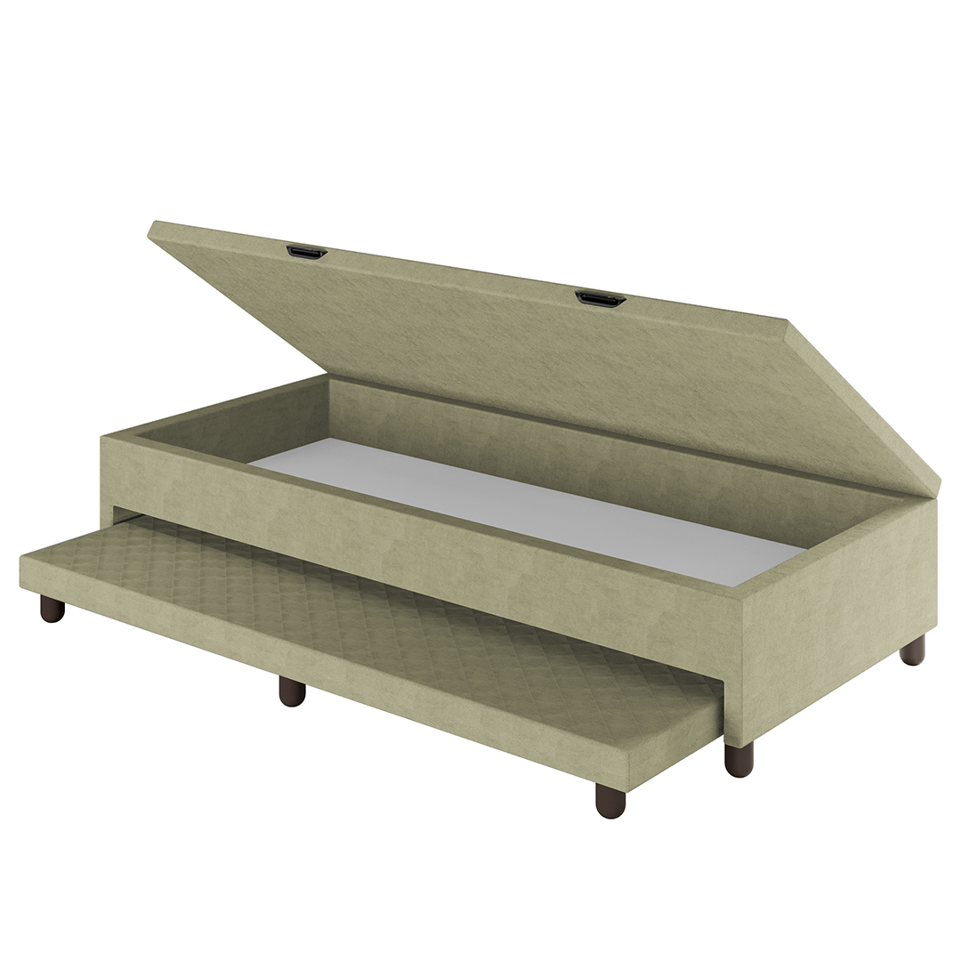 Bicama Casal Box com Baú 138x188cm Samy S05 Veludo Bege - Mpozenato