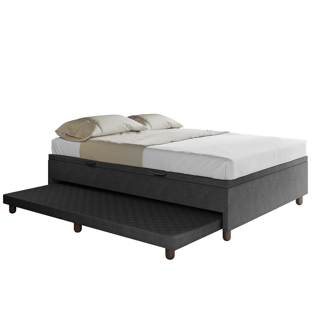 Bicama Casal Box com Baú 138x188cm Samy S05 Veludo Preto - Mpozenato