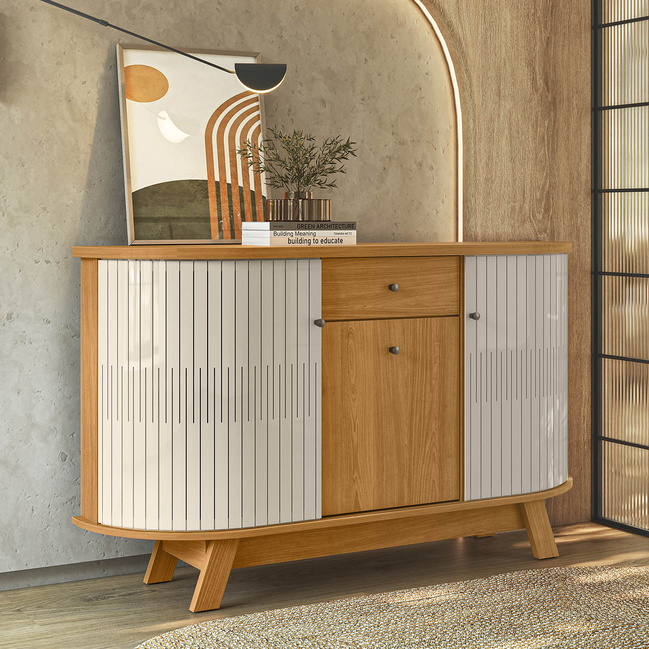 Buffet Aparador Sala de Estar 135cm Toni Z10 Off/Cinamomo - Mpozenato