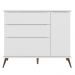 Cômoda Infantil 1 Porta 3 Gavetas 100% MDF Pés Retrô Mel P04 Branco - Mpozenato