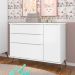 Cômoda Infantil 1 Porta 3 Gavetas 100% MDF Pés Retrô Mel P04 Branco - Mpozenato