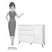 Cômoda Infantil 1 Porta 3 Gavetas 100% MDF Pés Retrô Mel P04 Branco - Mpozenato