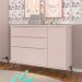 Cômoda Infantil 1 Porta 3 Gavetas 100% MDF Pés Retrô Mel P04 Rosê - Mpozenato