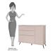 Cômoda Infantil 1 Porta 3 Gavetas 100% MDF Pés Retrô Mel P04 Rosê - Mpozenato