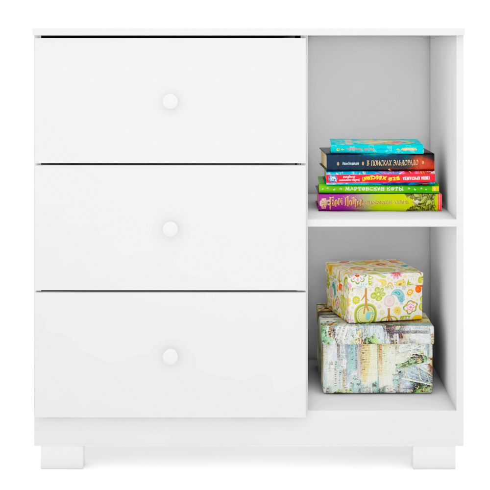 Cômoda Infantil 1 Porta 3 Gavetas Amora P04 Branco - Mpozenato