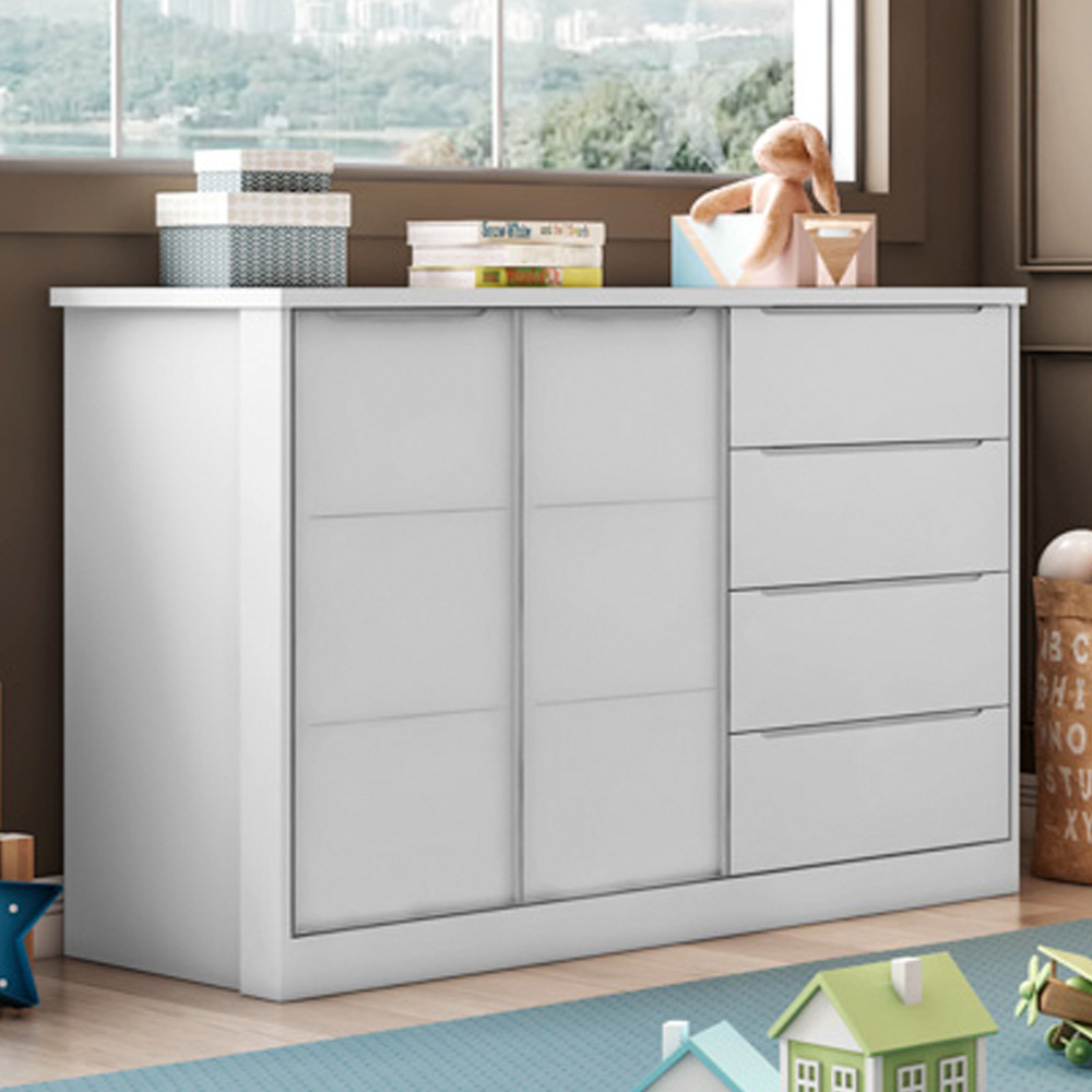 Cômoda Infantil 2 Portas 4 Gavetas Lua P04 Branco - Mpozenato