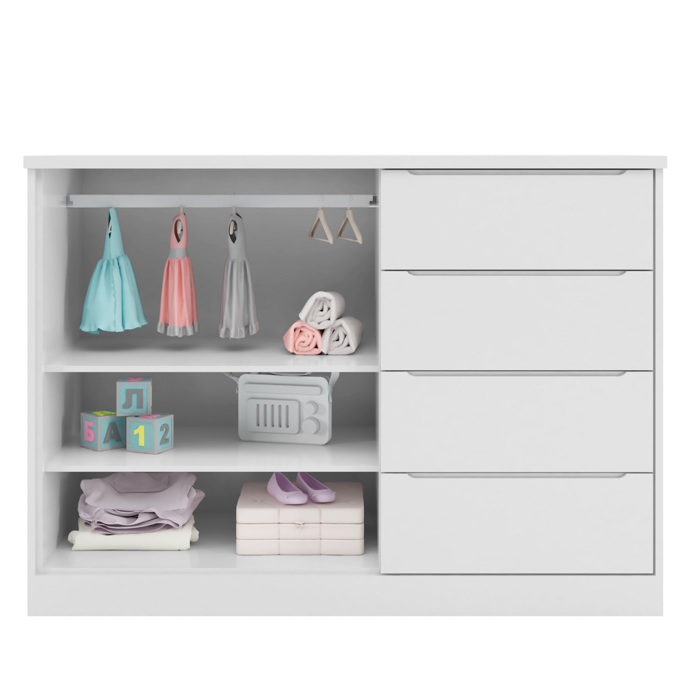 Cômoda Infantil 2 Portas 4 Gavetas Lua P04 Branco - Mpozenato