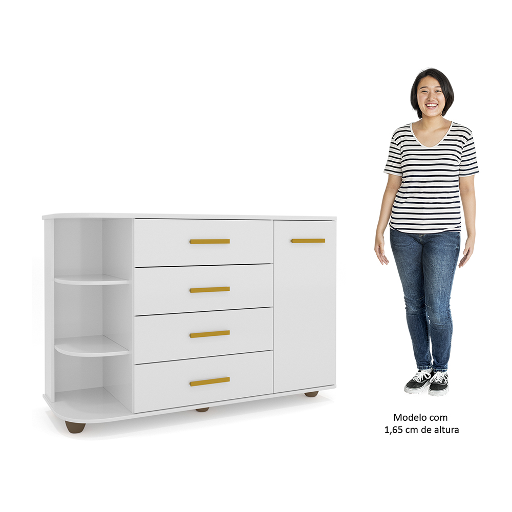 Cômoda Infantil com Cantoneira Laura 1 Porta P04 Branco - Mpozenato