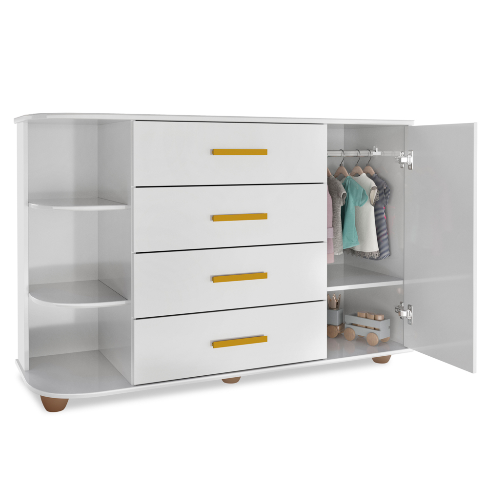 Cômoda Infantil com Cantoneira Laura 1 Porta P04 Branco - Mpozenato