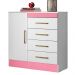 Cômoda Para Quarto  Flex 1 Porta 4 Gavetas Montevideu D02 Branco/Rosa/Branco - Mpozenato