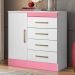 Cômoda Para Quarto  Flex 1 Porta 4 Gavetas Montevideu D02 Branco/Rosa/Branco - Mpozenato