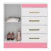 Cômoda Para Quarto  Flex 1 Porta 4 Gavetas Montevideu D02 Branco/Rosa/Branco - Mpozenato