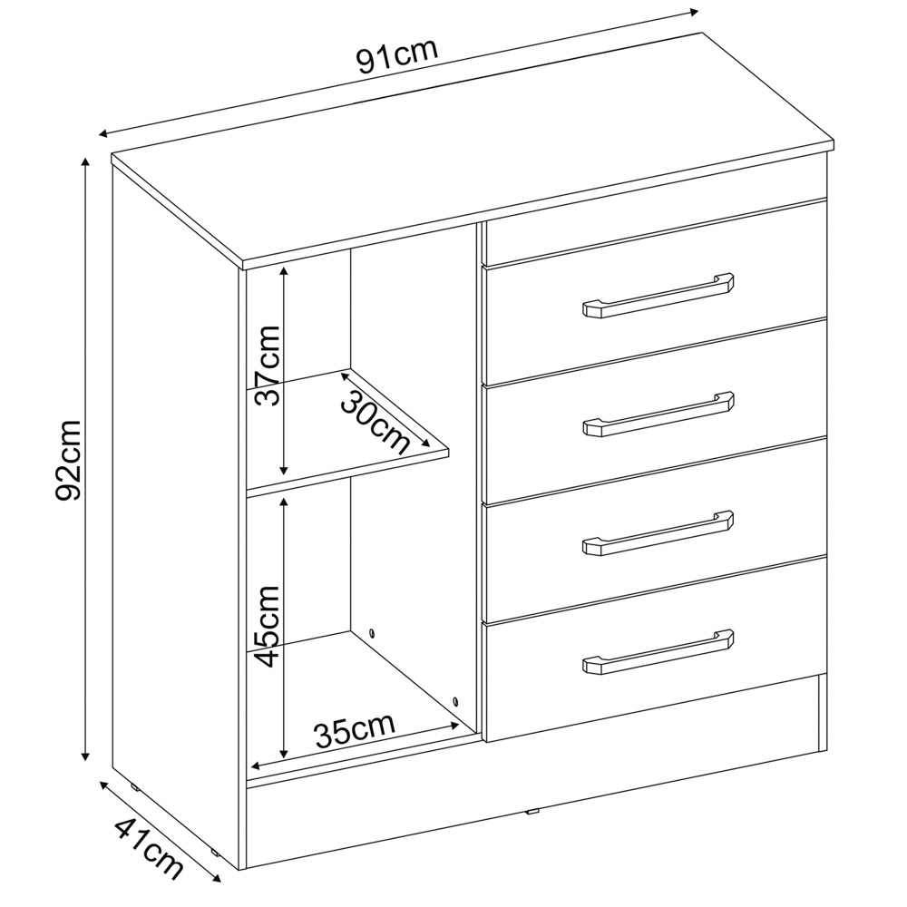 Cômoda Para Quarto  Flex 1 Porta 4 Gavetas Montevideu D02 Branco/Rosa/Branco - Mpozenato