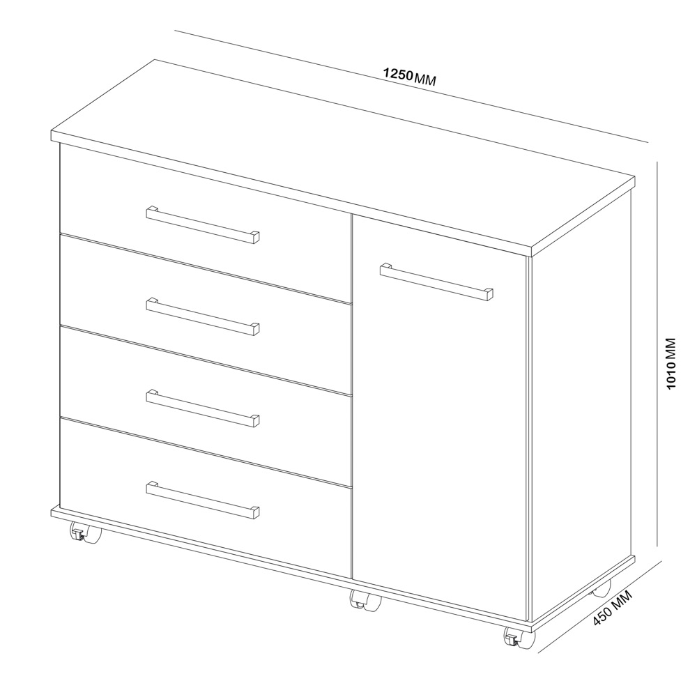 Cômoda Para Quarto 1 Porta 4 Gavetas Flora D02 Branco - Mpozenato