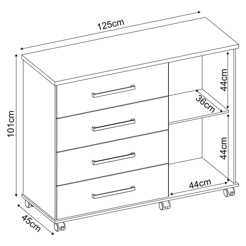 Cômoda Para Quarto 1 Porta 4 Gavetas Flora D02 Branco - Mpozenato