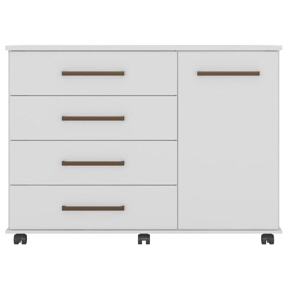 Cômoda Para Quarto 1 Porta 4 Gavetas Flora D02 Branco - Mpozenato