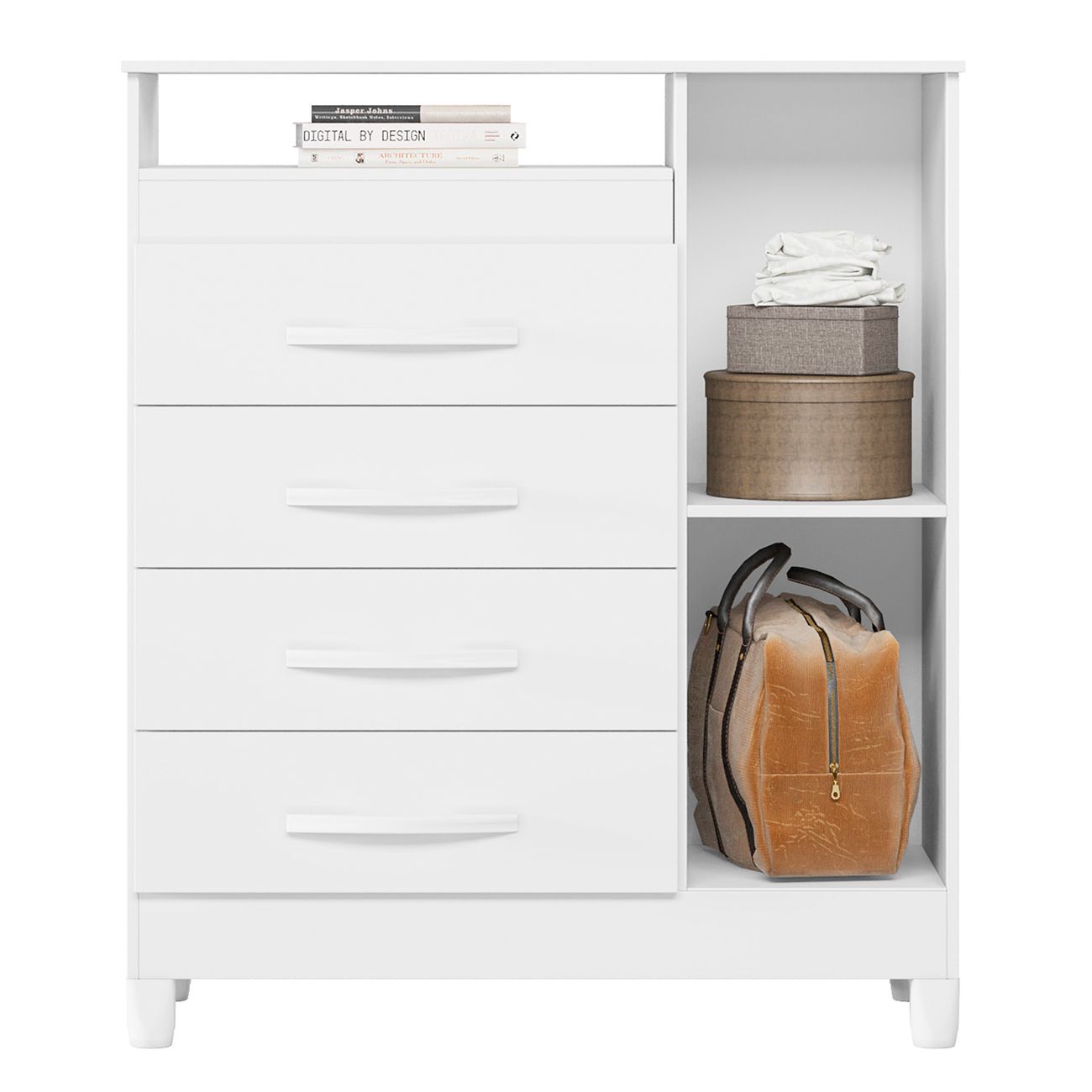 Cômoda Para Quarto 1 Porta 84cm Franci Flex A02 Branco - Mpozenato