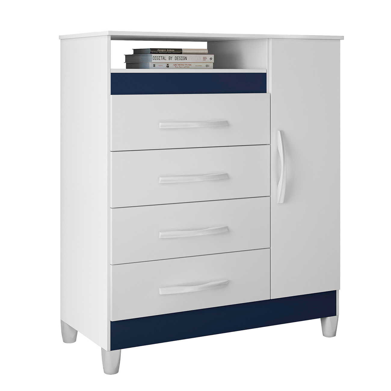 Cômoda Para Quarto 1 Porta 84cm Franci Flex A02 Branco - Mpozenato