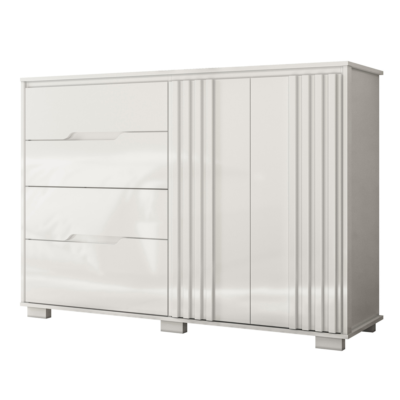 Cômoda Para Quarto 4 Gavetas 147cm Gênova M07 Branco - Mpozenato