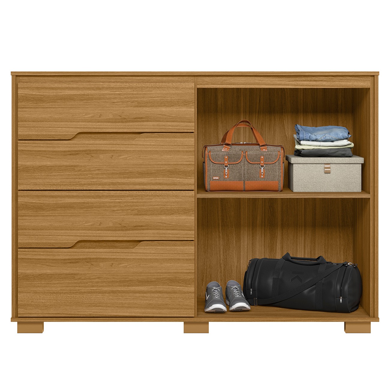 Cômoda Para Quarto 4 Gavetas 147cm Gênova M07 Freijó - Mpozenato