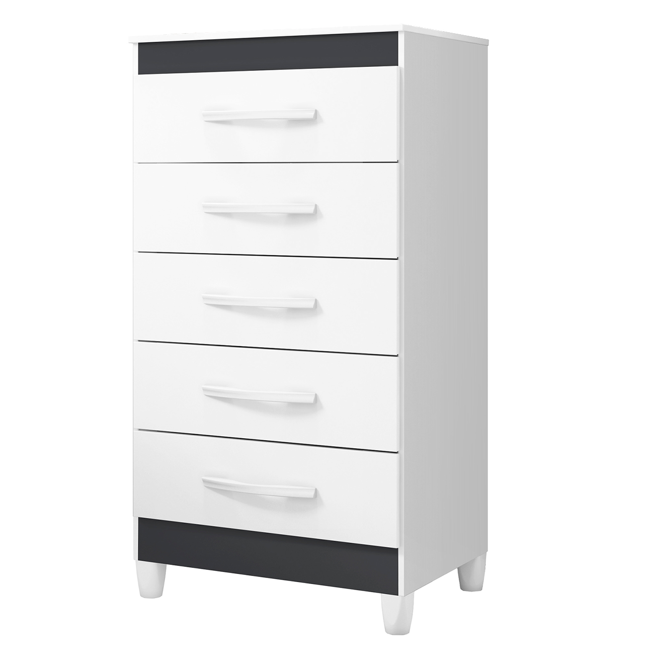 Cômoda Para Quarto 5 Gavetas 56cm Thais Flex A02 Branco - Mpozenato