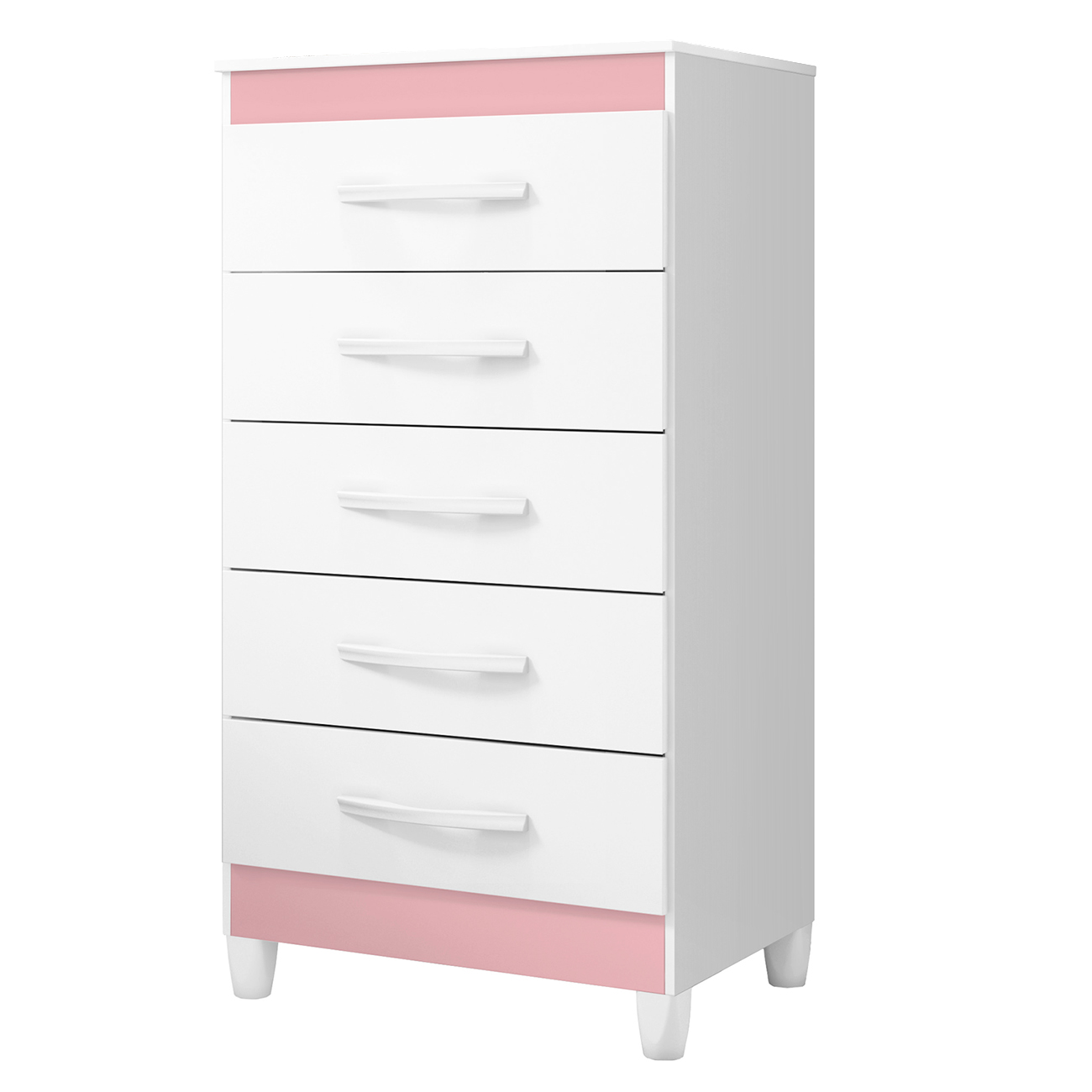Cômoda Para Quarto 5 Gavetas 56cm Thais Flex A02 Branco - Mpozenato