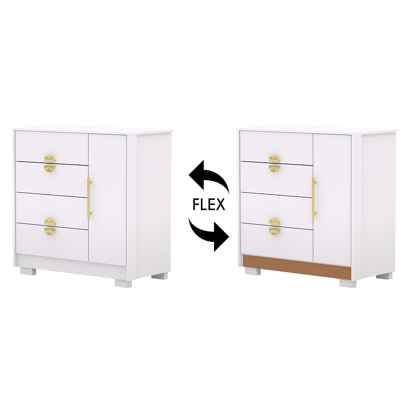 Cômoda Para Quarto 93cm Com 1 Porta Nara Flex Branco V02 - Mpozenato