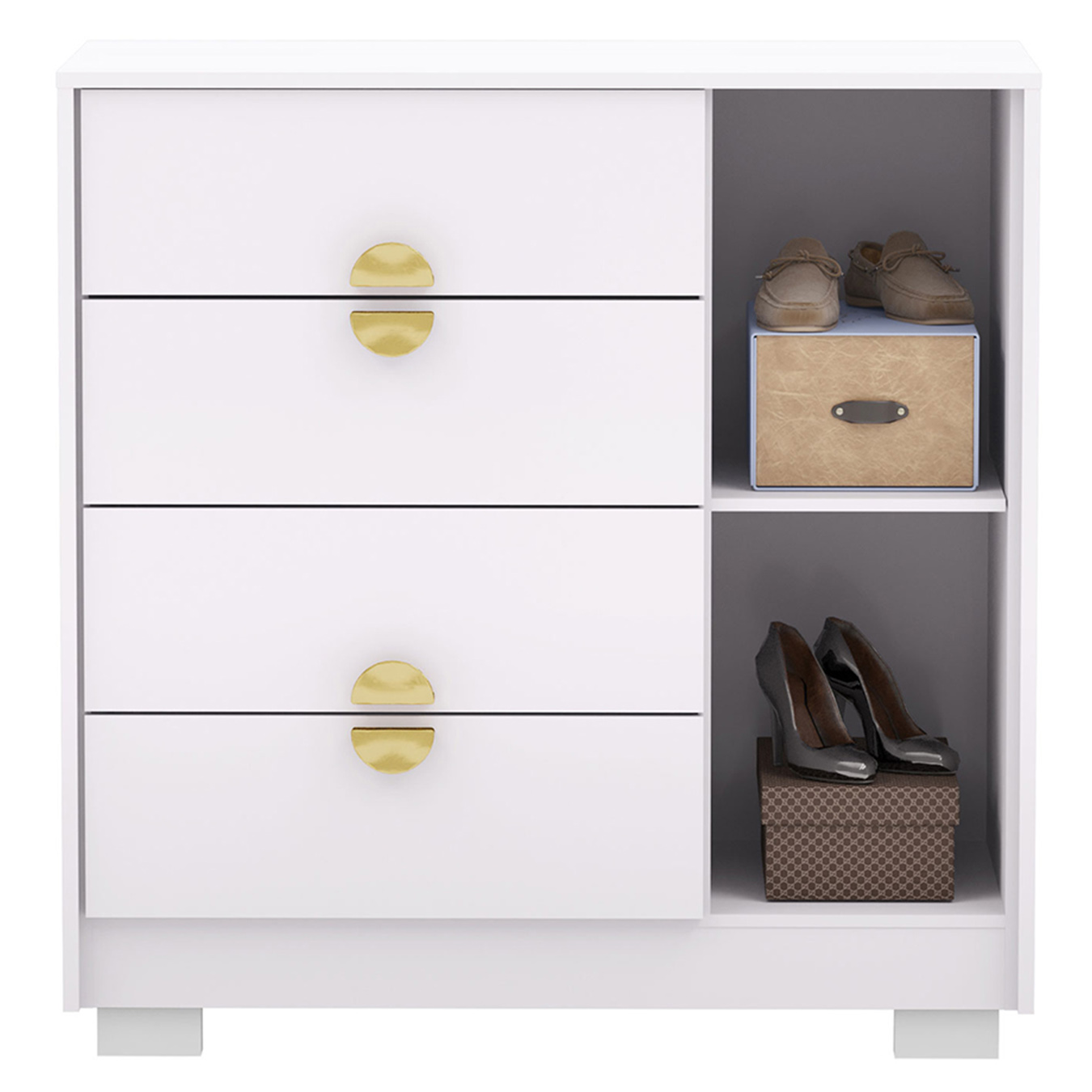 Cômoda Para Quarto 93cm Com 1 Porta Nara Flex Branco V02 - Mpozenato