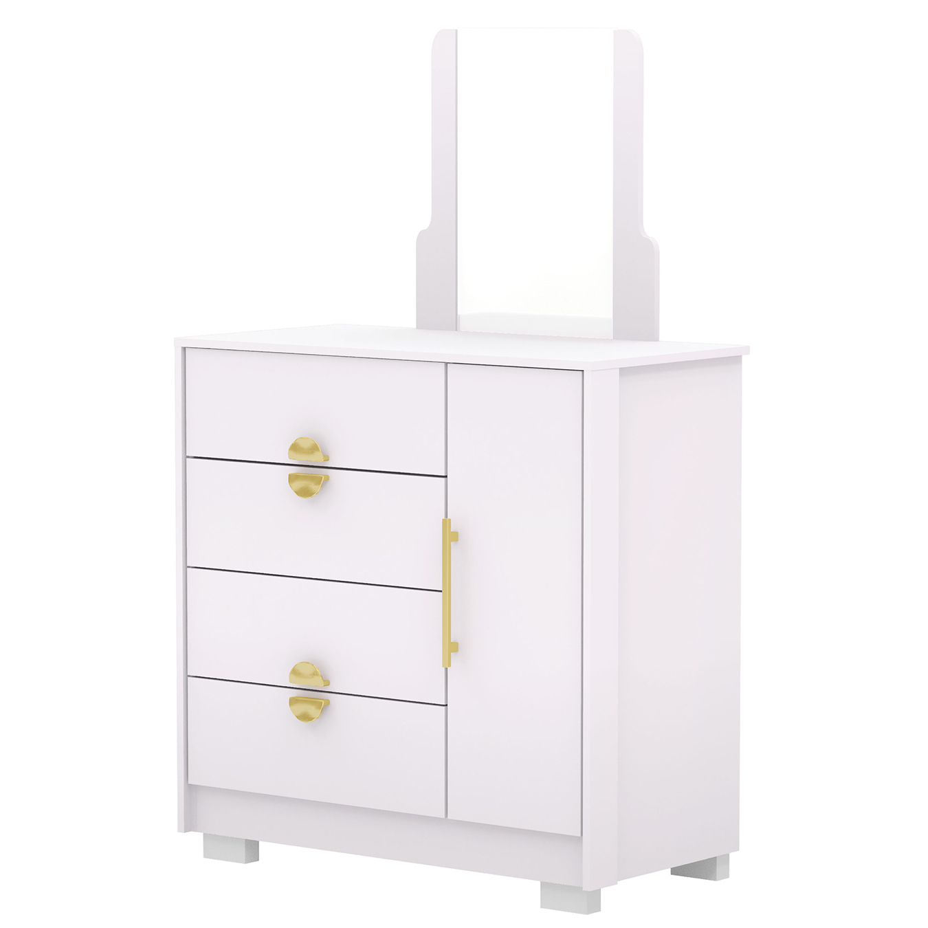 Cômoda Para Quarto 93cm Com Espelho Nara Flex Branco V02 - Mpozenato