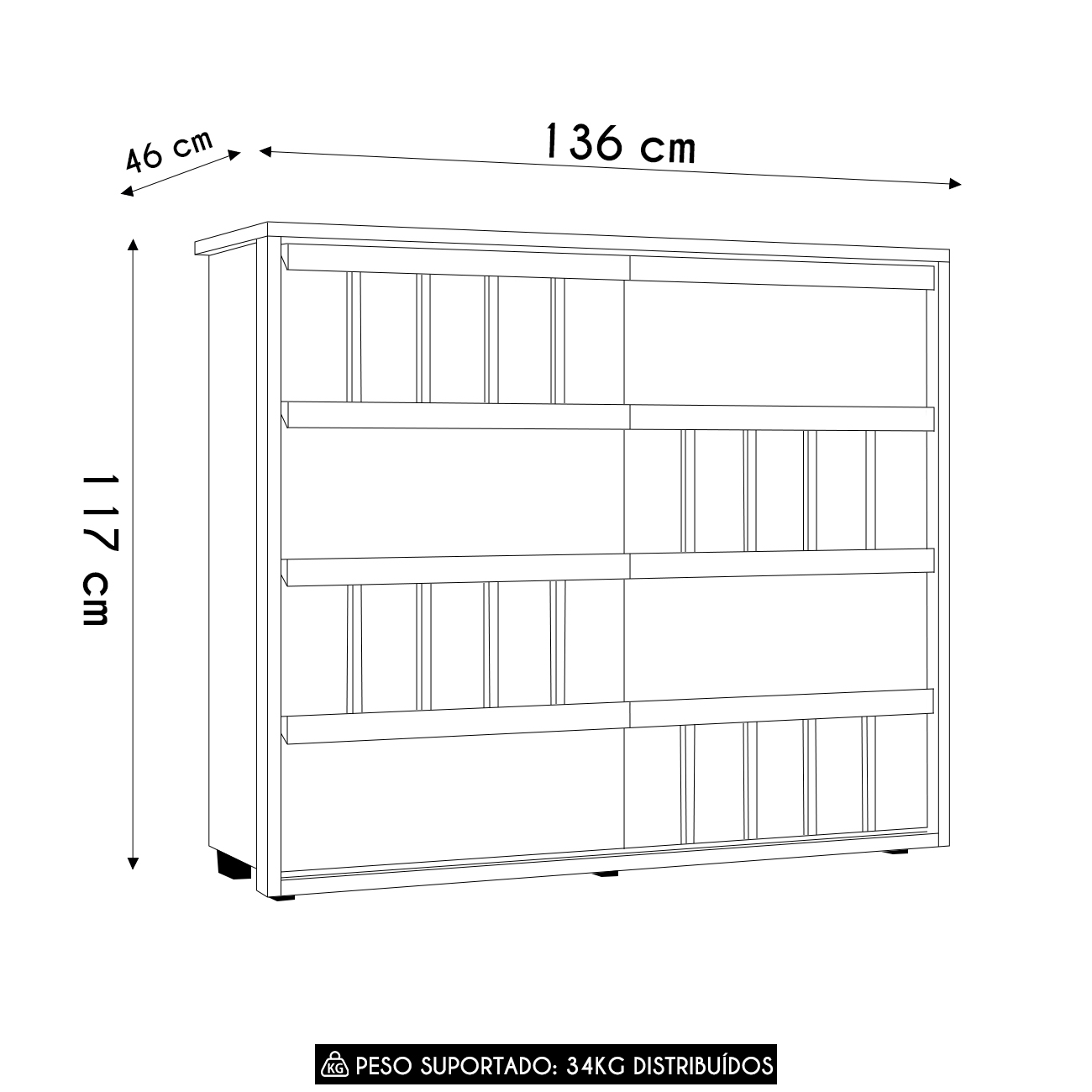Cômoda Para Quarto Com 8 Gavetas 136cm Avila Off/Cinamomo Z10 - Mpozenato