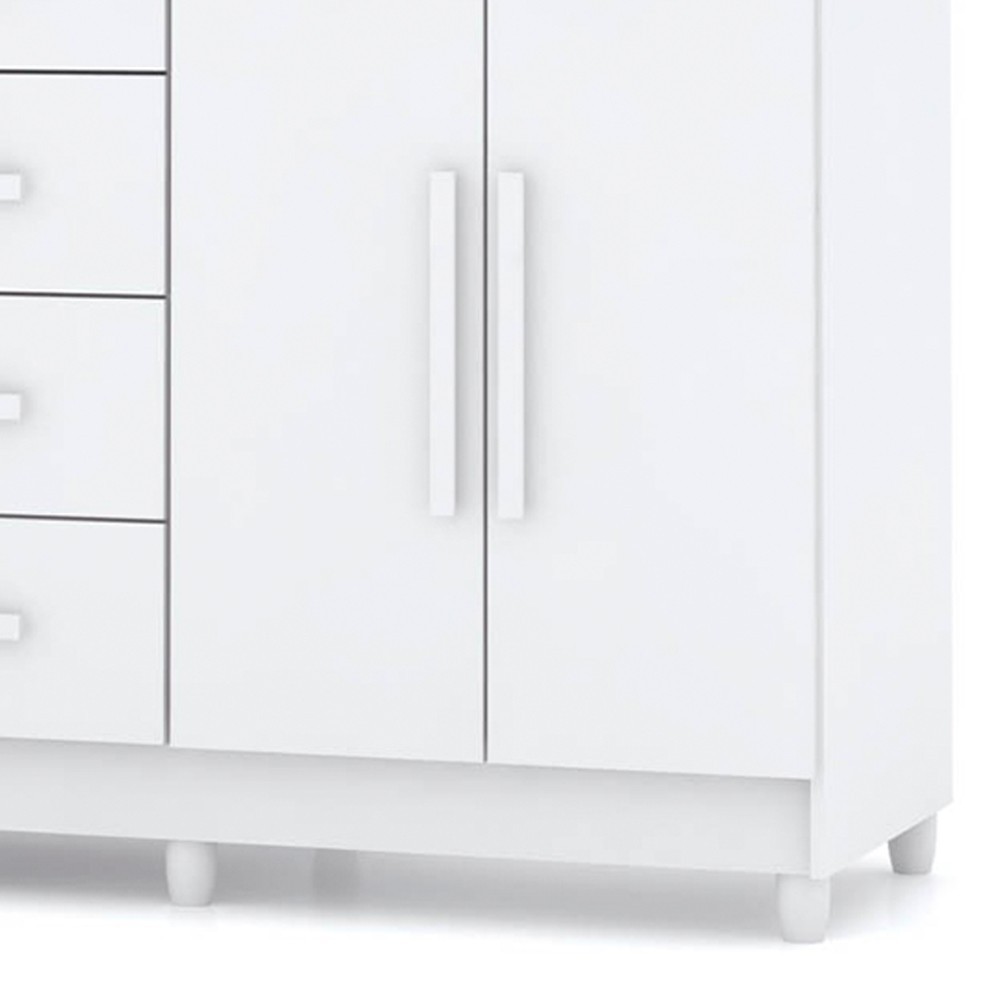 Cômoda para Quarto com Sapateira 2 Portas 4 Gavetas Lírio V02 Branco - Mpozenato