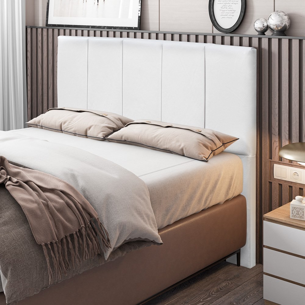 Cabeceira Cama Box Casal 140CM Pérola D10 Corano Branco - Mpozenato