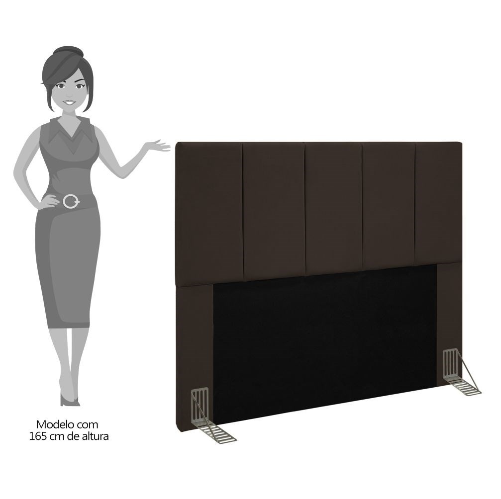 Cabeceira Cama Box Casal 140CM Pérola D10 Suede Marrom - Mpozenato
