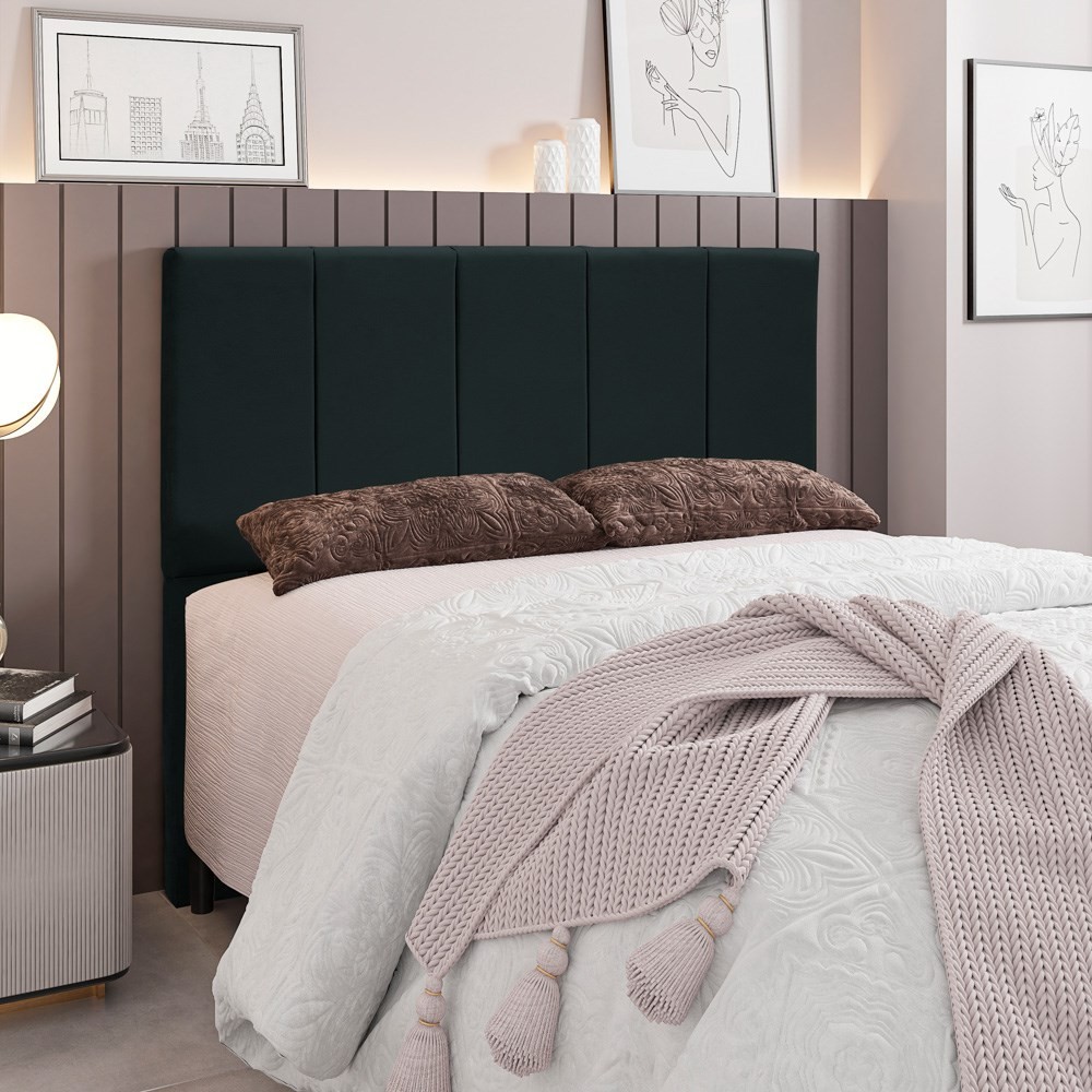 Cabeceira Cama Box Casal 140CM Pérola D10 Suede Preto - Mpozenato