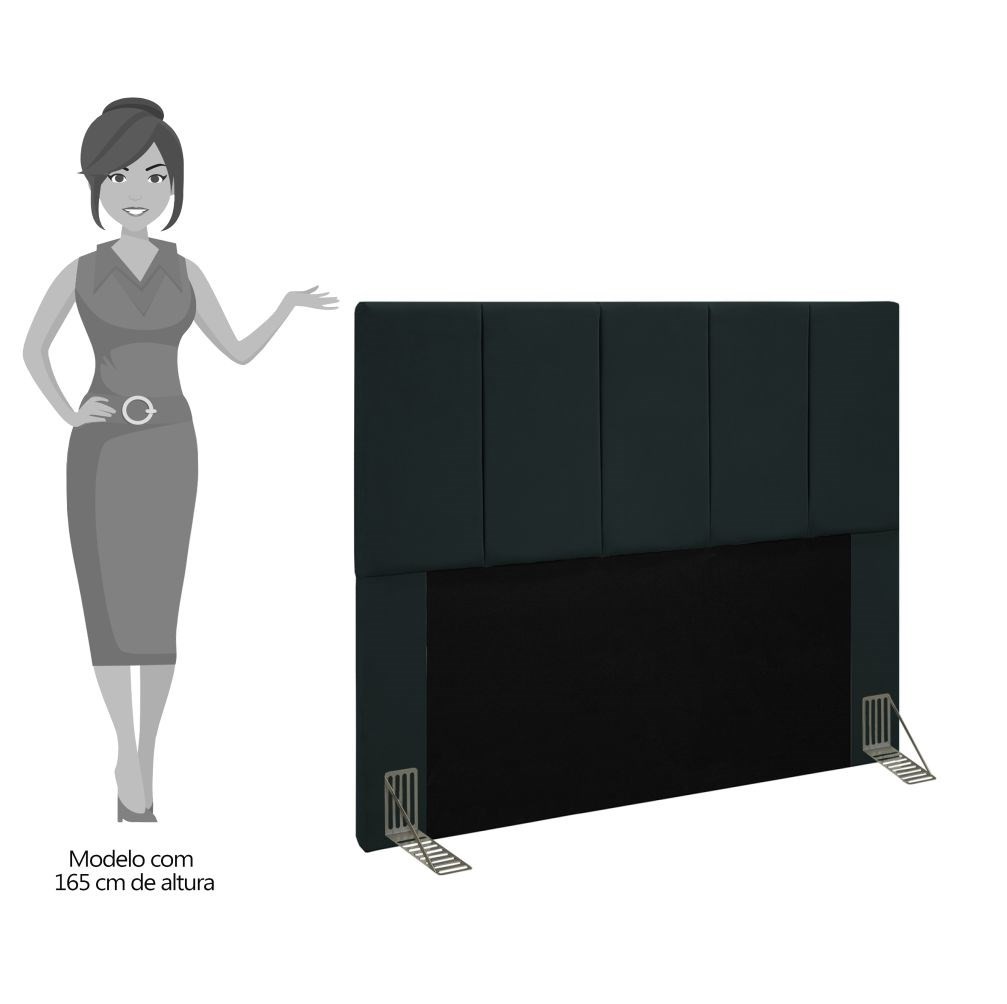 Cabeceira Cama Box Casal 140CM Pérola D10 Suede Preto - Mpozenato