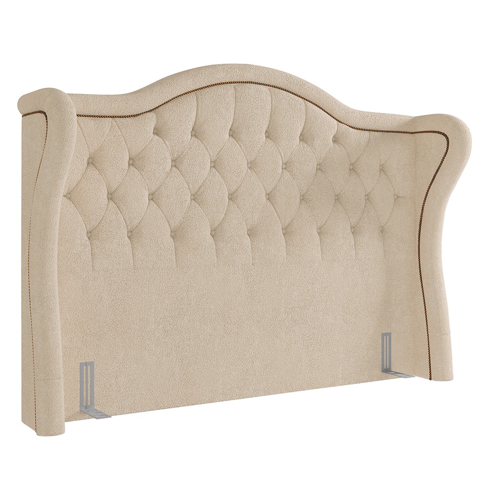 Cabeceira Cama Box Casal 140cm Antibes P02 Boucle Bege - Mpozenato