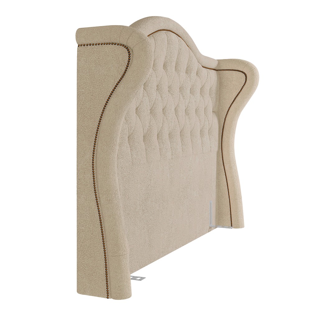 Cabeceira Cama Box Casal 140cm Antibes P02 Boucle Bege - Mpozenato