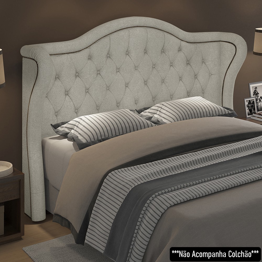 Cabeceira Cama Box Casal 140cm Antibes P02 Boucle Cru - Mpozenato
