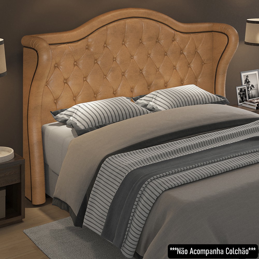 Cabeceira Cama Box Casal 140cm Antibes P02 P02 Sintético Caramelo - Mpozenato