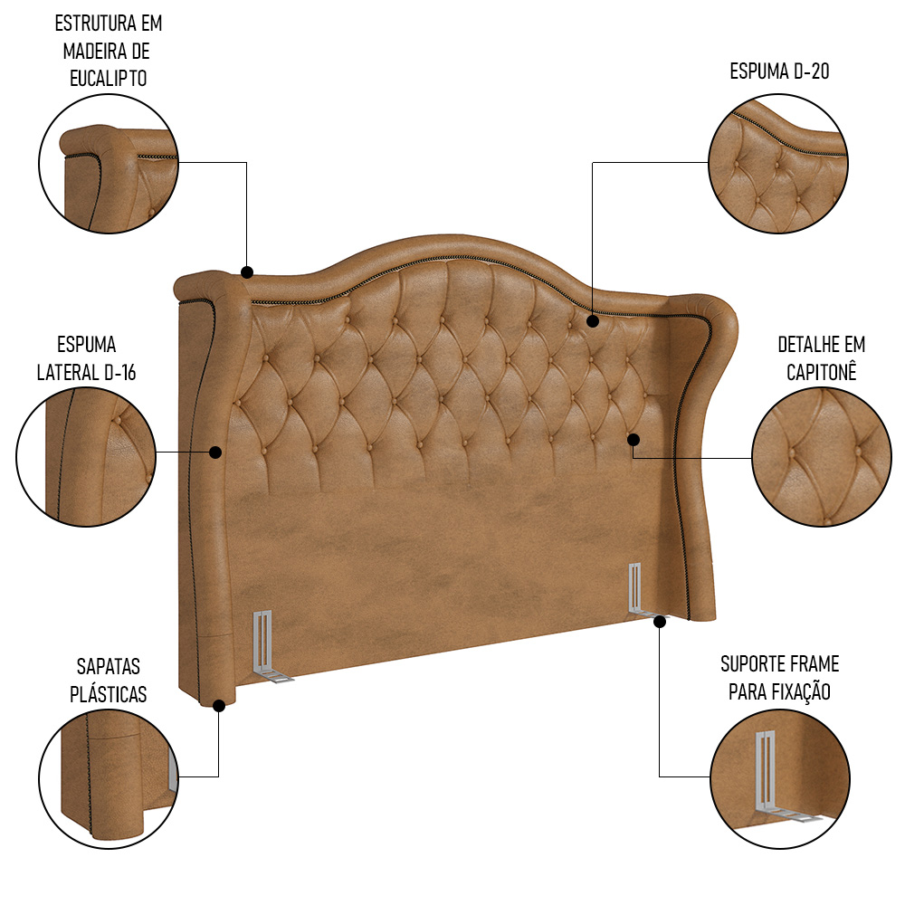 Cabeceira Cama Box Casal 140cm Antibes P02 P02 Sintético Caramelo - Mpozenato