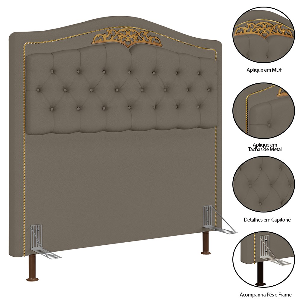 Cabeceira Cama Box Casal 140cm Com Calçadeira Baú Imperial J02 Sintético Areia - Mpozenato