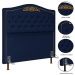 Cabeceira Cama Box Casal 140cm Com Calçadeira Baú Imperial Veludo J02 Azul - Mpozenato