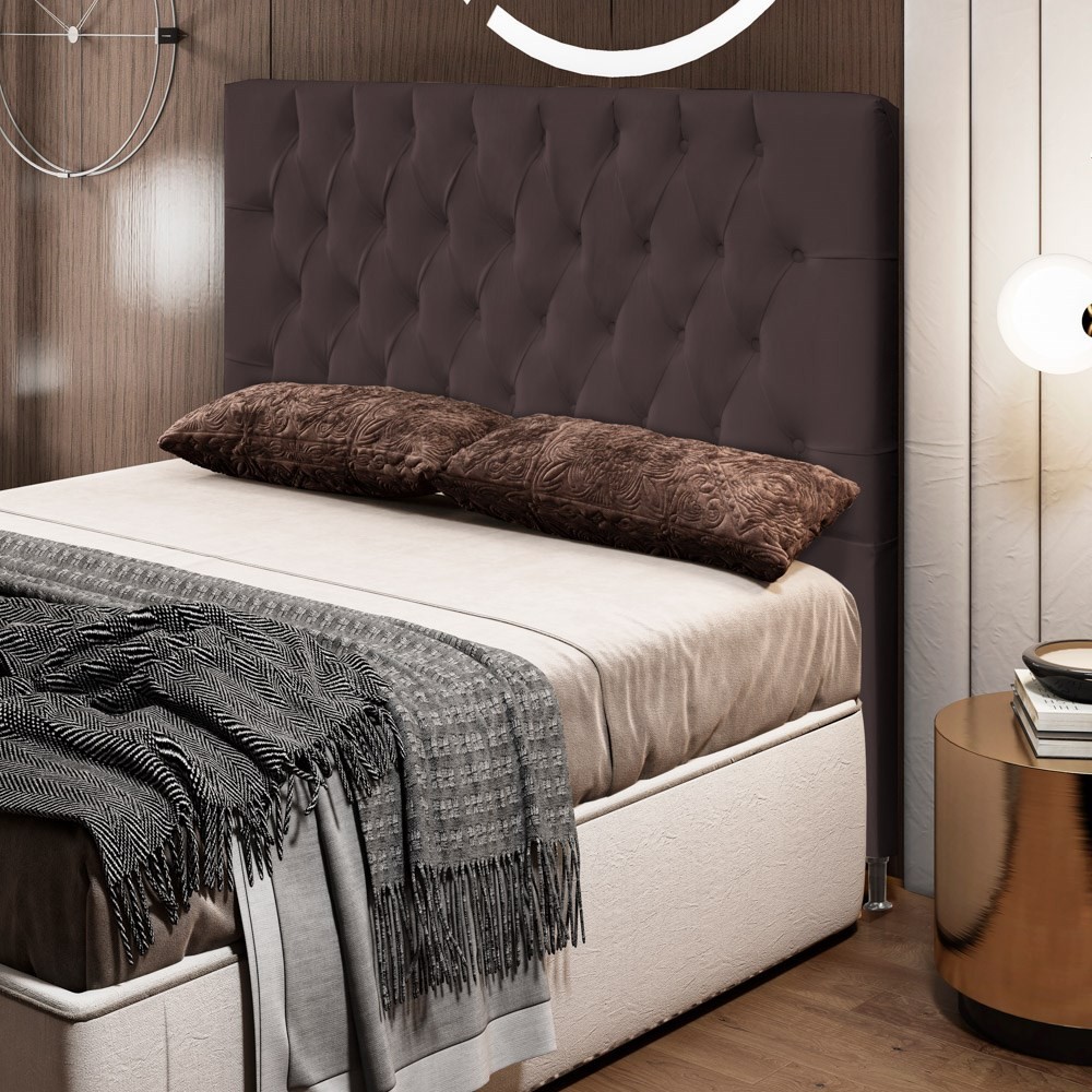 Cabeceira Cama Box Casal 140cm Diamante D10 Corano Marrom - Mpozenato