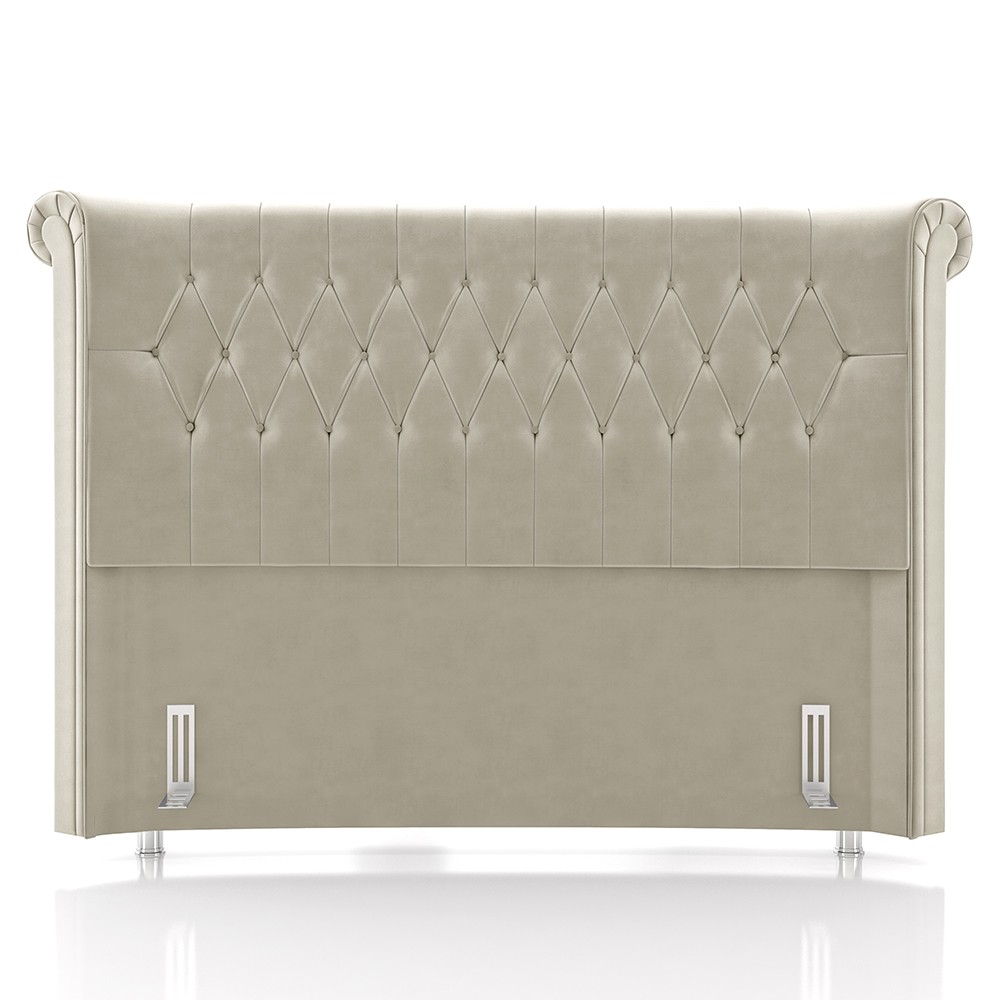 Cabeceira Cama Box Casal 140cm Dust P02 Veludo Bege - Mpozenato